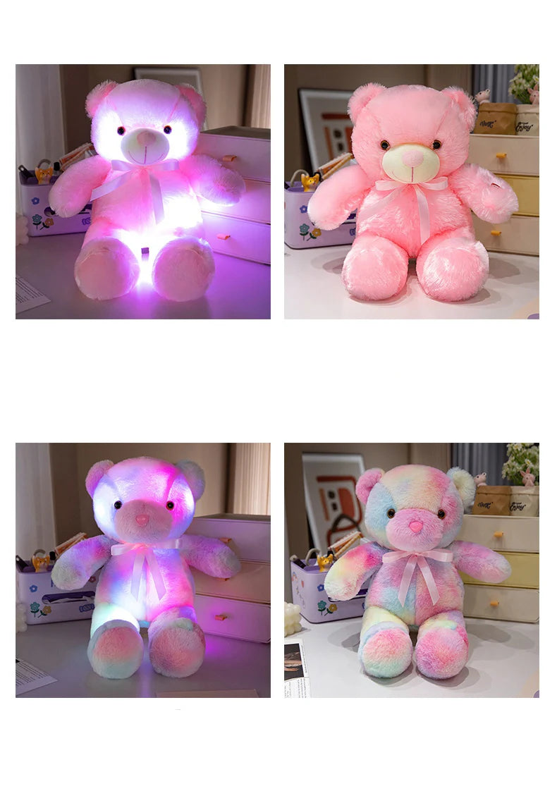 Colorful Glowing Bear Plush Toy Luminous Creative Light Up LED Teddy Bear Xmas Gift Kids Birthday Gift