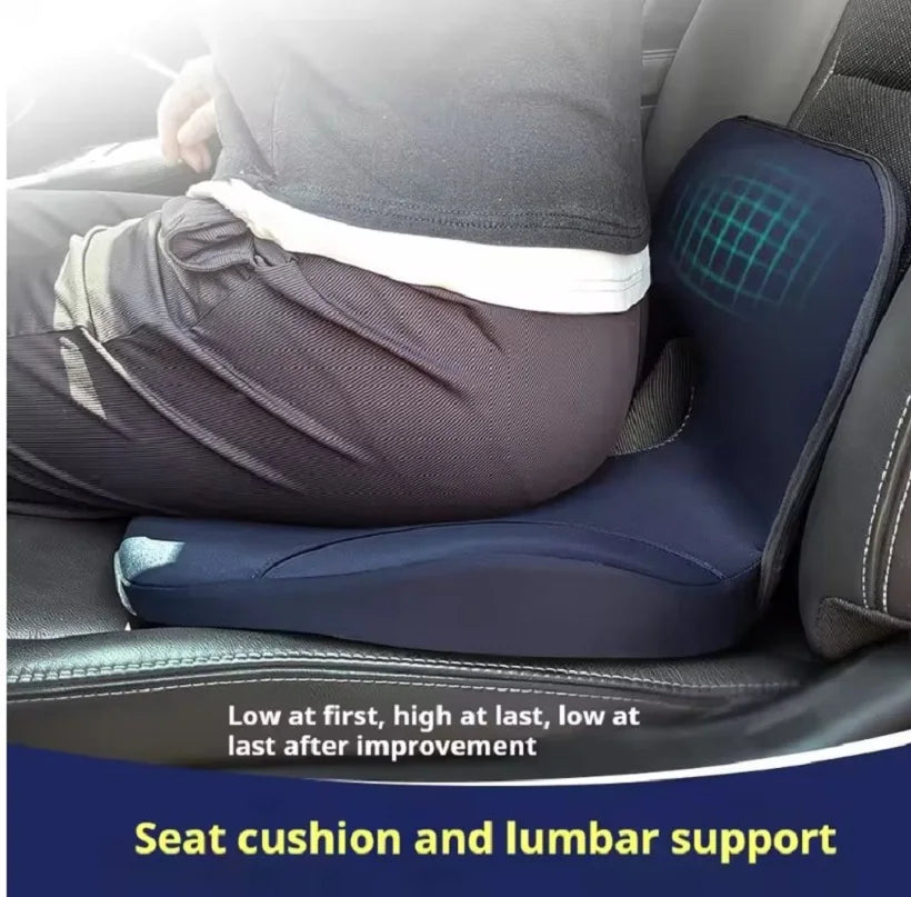 Memory Foam Seat Cushion Waist Back Support Pillow Set Orthopedic Ergonomic Coccyx Relief Hip Lumbar Pad for Office Chair Car
