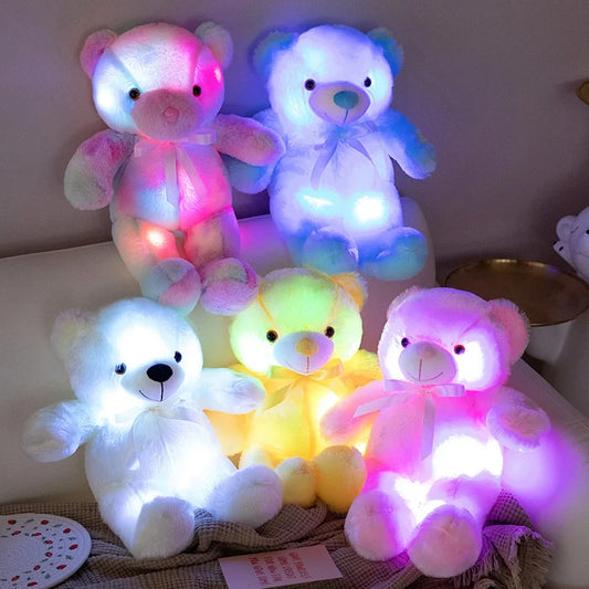 Colorful Glowing Bear Plush Toy Luminous Creative Light Up LED Teddy Bear Xmas Gift Kids Birthday Gift