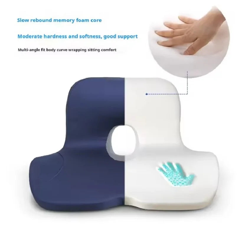 Memory Foam Seat Cushion Waist Back Support Pillow Set Orthopedic Ergonomic Coccyx Relief Hip Lumbar Pad for Office Chair Car