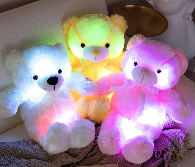 Colorful Glowing Bear Plush Toy Luminous Creative Light Up LED Teddy Bear Xmas Gift Kids Birthday Gift